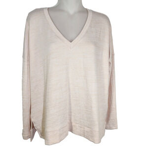 Banana Republic Top Women's Size XS Blush Pink Relaxed Luxespun Knit V Neck Soft